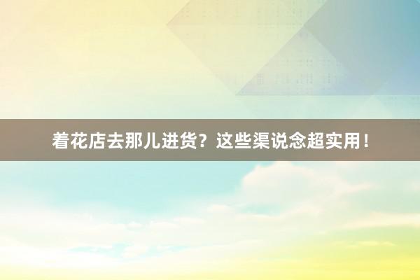 着花店去那儿进货？这些渠说念超实用！